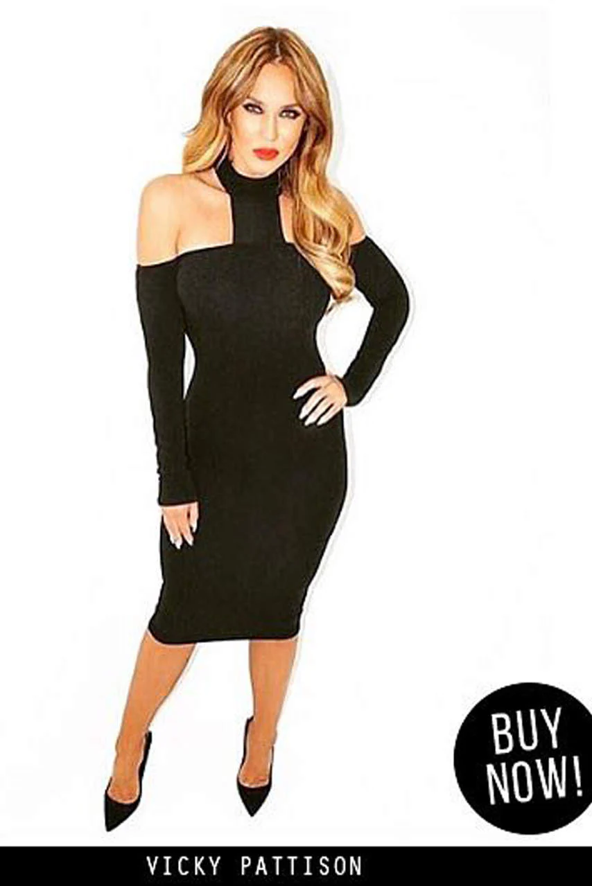 Black Midi Bodycon Dress - Swimclubus