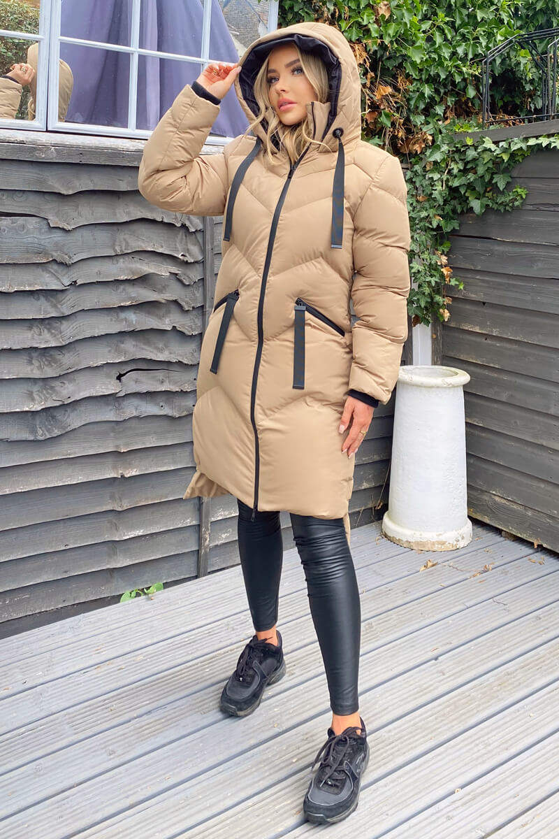 Biscuit Hooded Long Line Puffer Coat - Swimclubus
