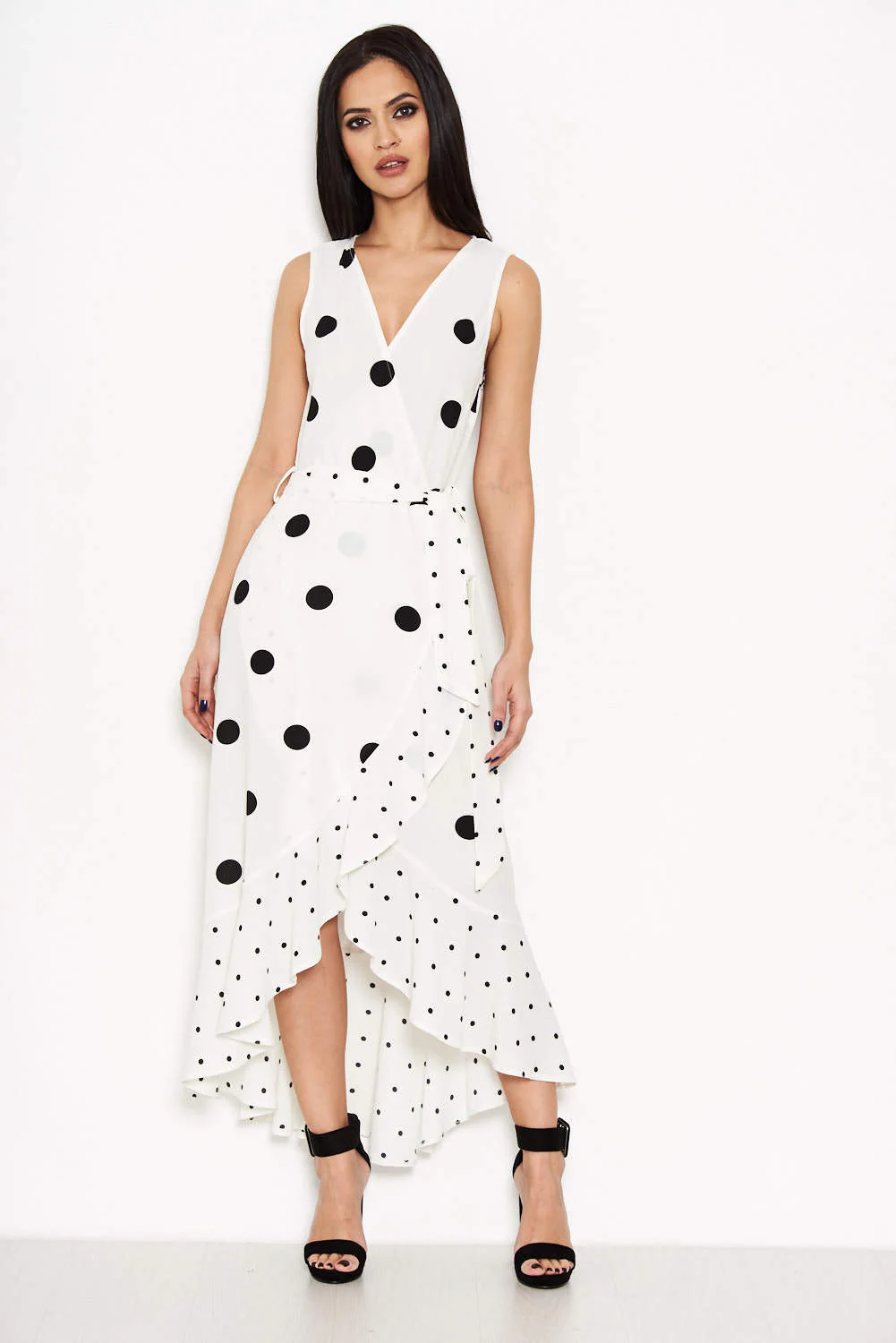 Cream Spotted Asymmetrical Dress - Swimclubus