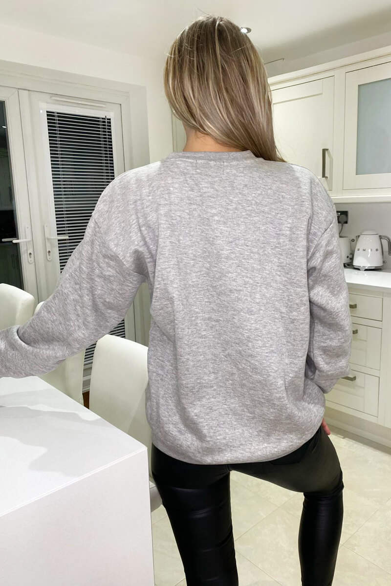 Grey Butterfly Printed Oversized Sweatshirt - Swimclubus