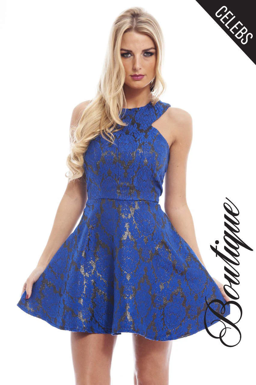 Jacquard  Metallic Kick Out  Skater Dress - Swimclubus