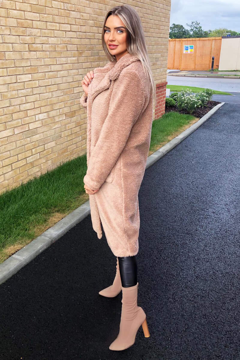 Oatmeal Midi Teddy Coat - Swimclubus