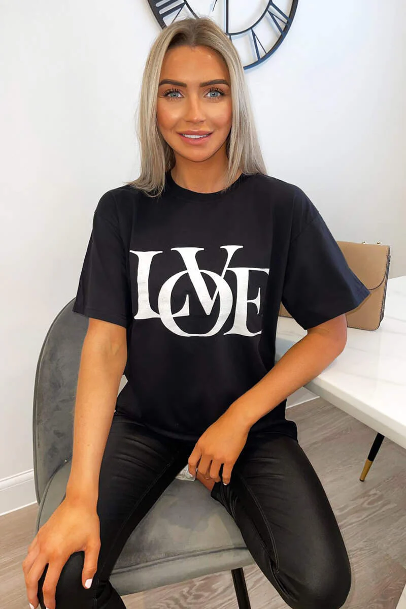 Black Love Oversized Tee - Swimclubus