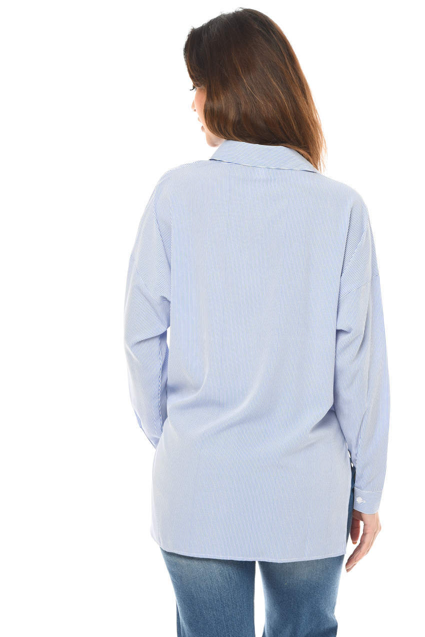 Stripey Rose Embroidered Shirt - Swimclubus