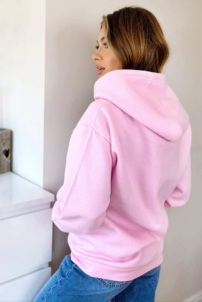 Pink LA Gold Printed Hoodie - Swimclubus