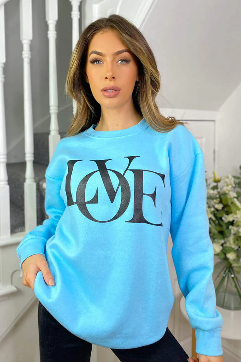 Baby Blue LOVE Sweatshirt - Swimclubus