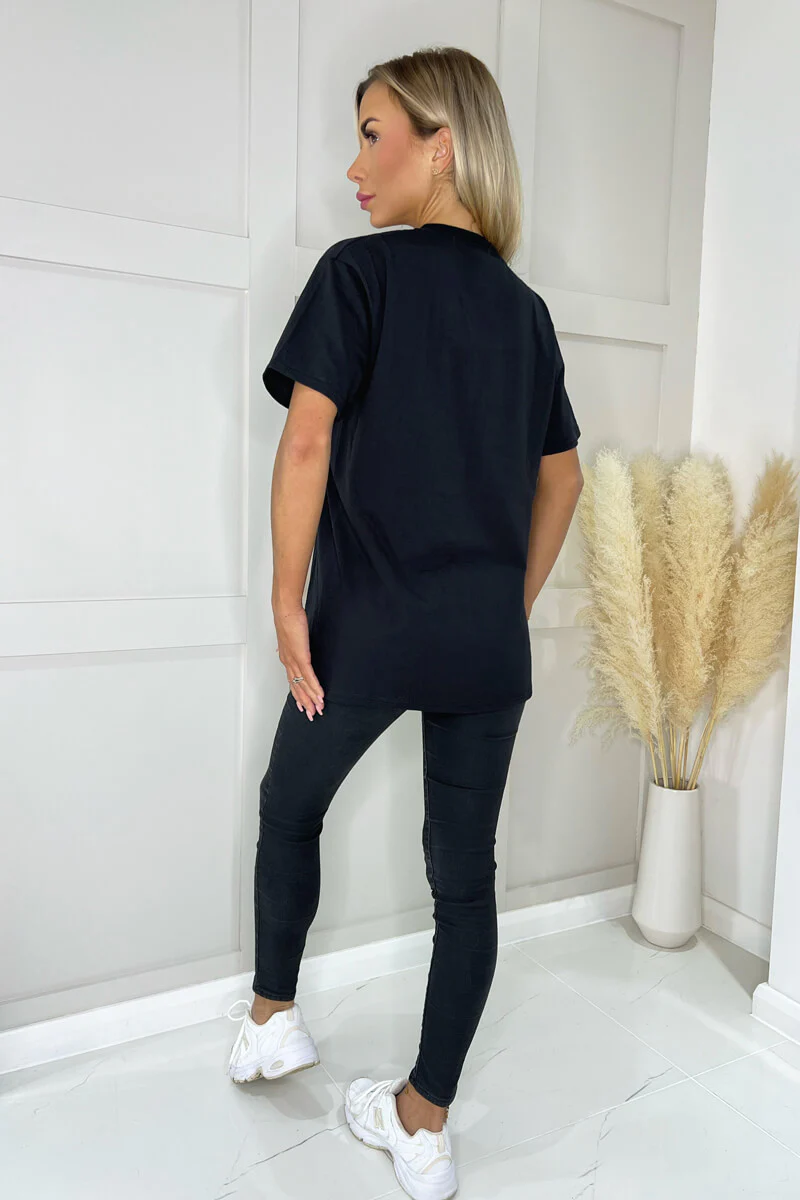 Black Monaco Slogan T-Shirt - Swimclubus