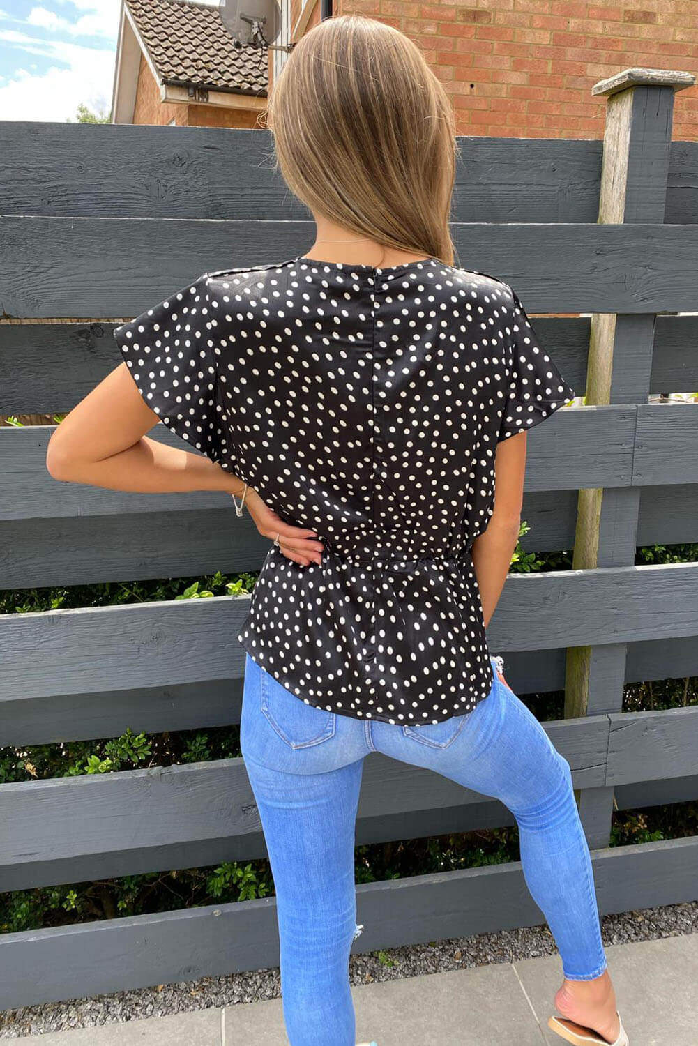 Black Polka Dot Wrap Top - Swimclubus