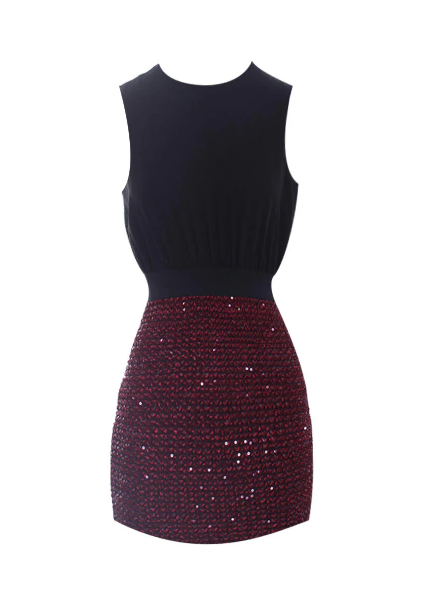 Black And Plum 2 in 1 Mini Dress - Swimclubus