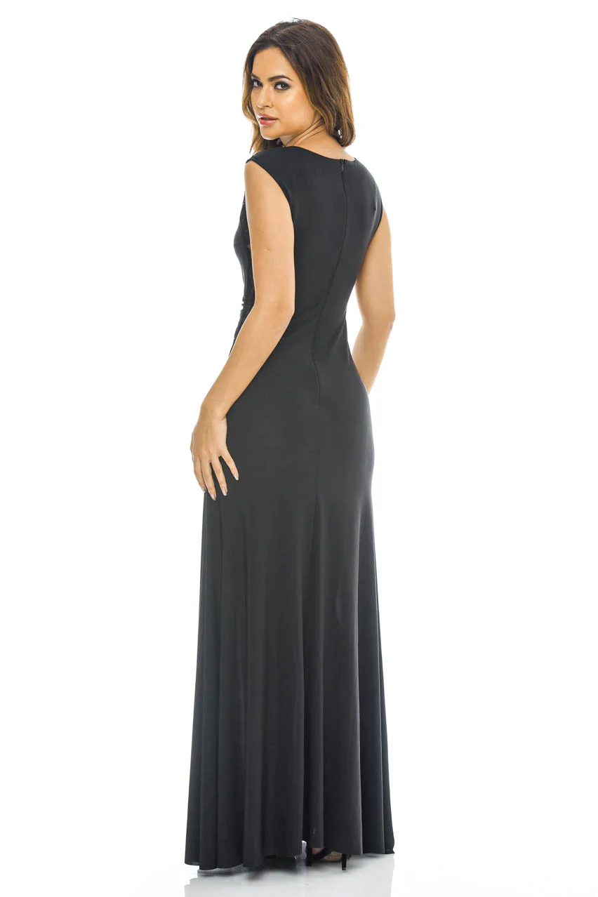 Black  Maxi Dress with Lace Insert Detail - Swimclubus