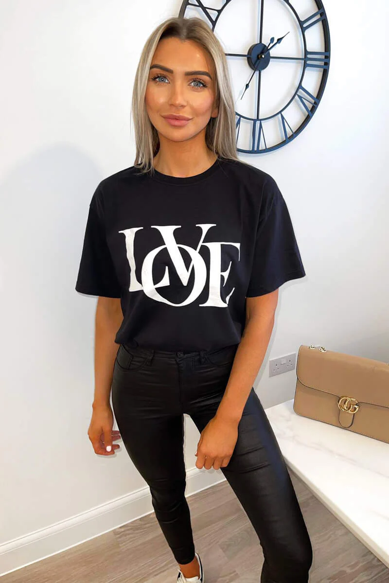 Black Love Oversized Tee - Swimclubus