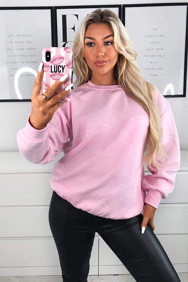 Pink Oversized Sweatshirt - Swimclubus