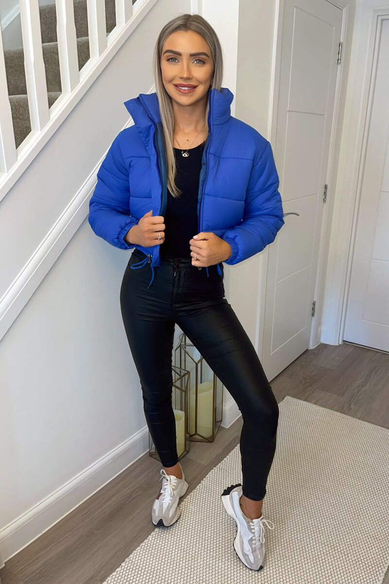 Royal Blue Cropped Puffer Jacket - Swimclubus