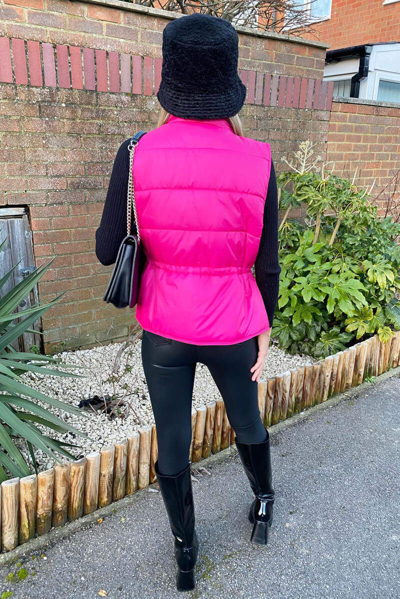 Pink Puffer Double Pocket Gilet - Swimclubus