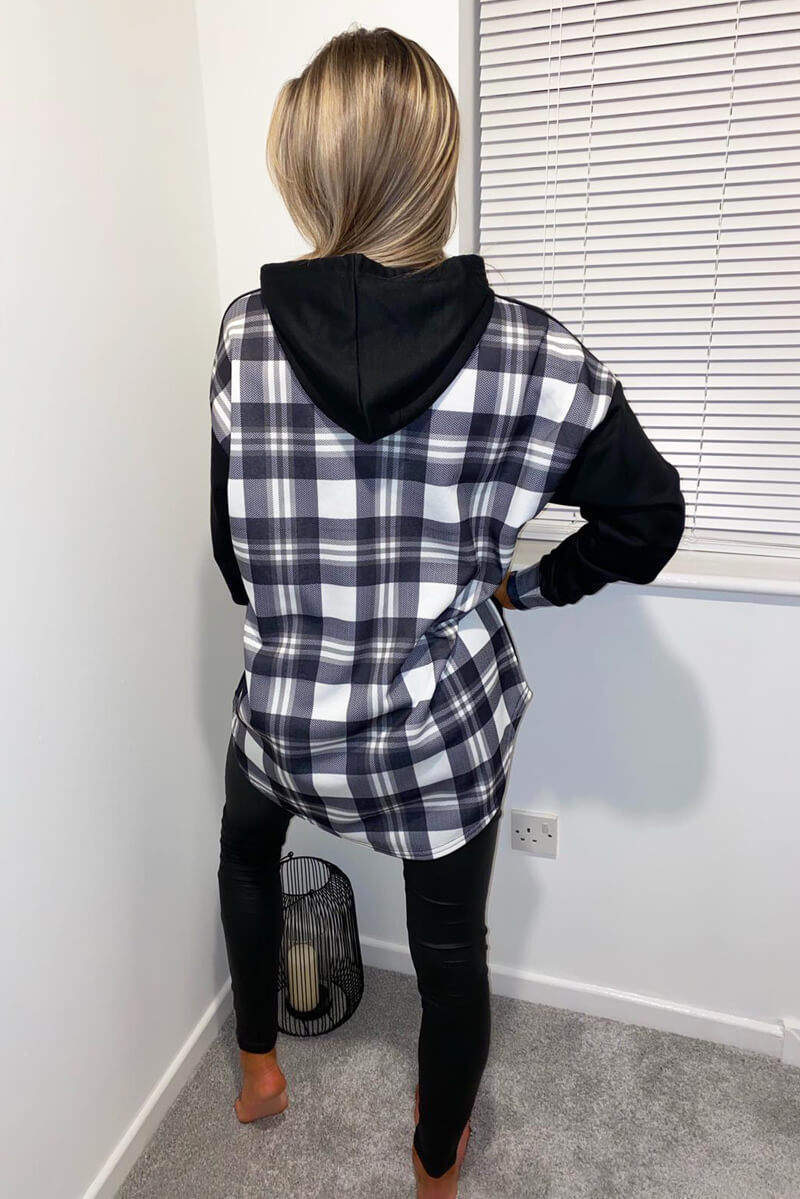 Black Check Back Hoodie - Swimclubus