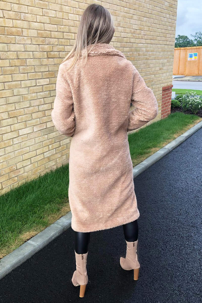 Oatmeal Midi Teddy Coat - Swimclubus