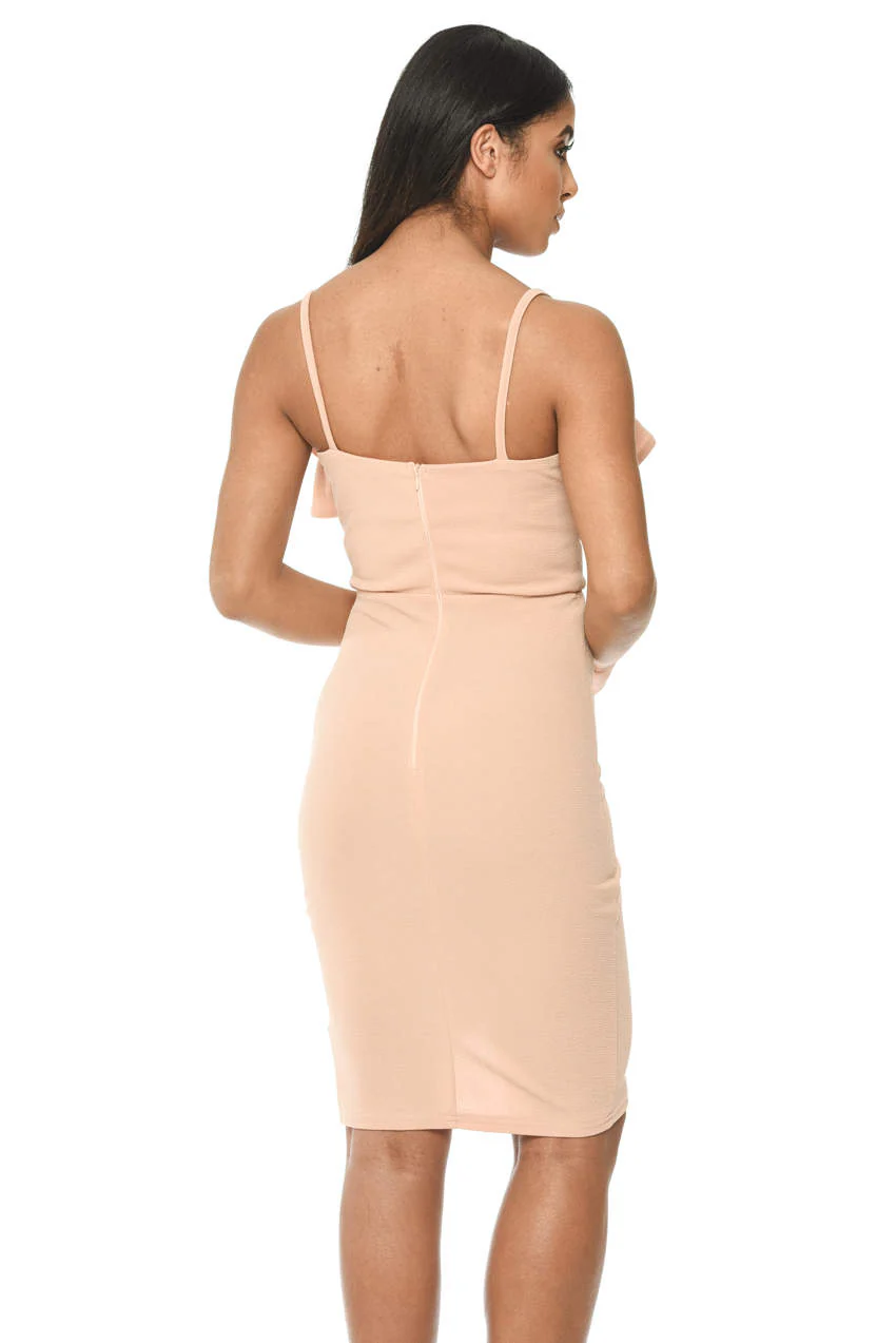 Blush Wrap Over Dress Featuring  Frill Detail - Swimclubus