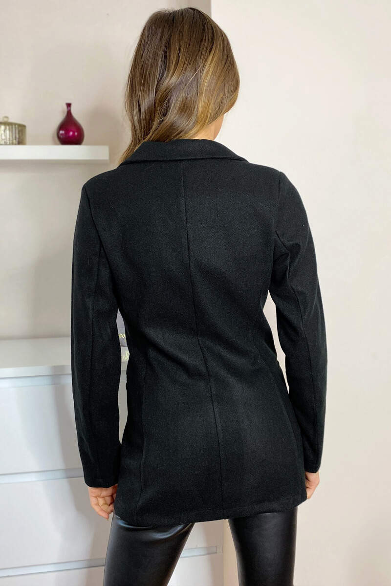 Black Padded Shoulder Blazer Jacket - Swimclubus
