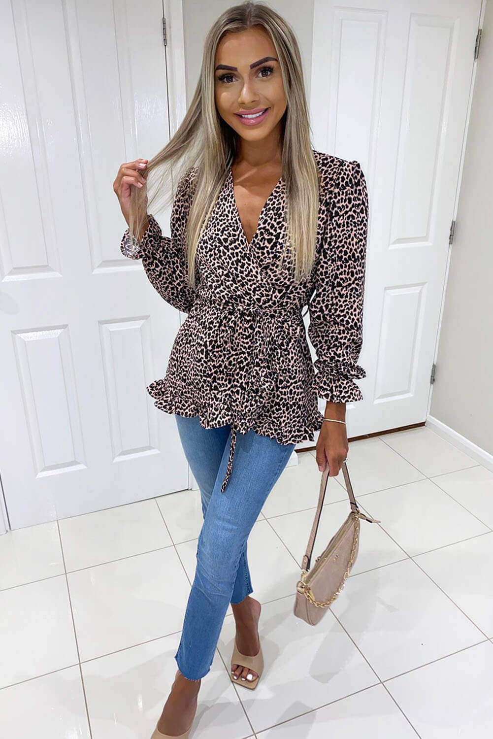 Pink Animal Print Wrap Top - Swimclubus