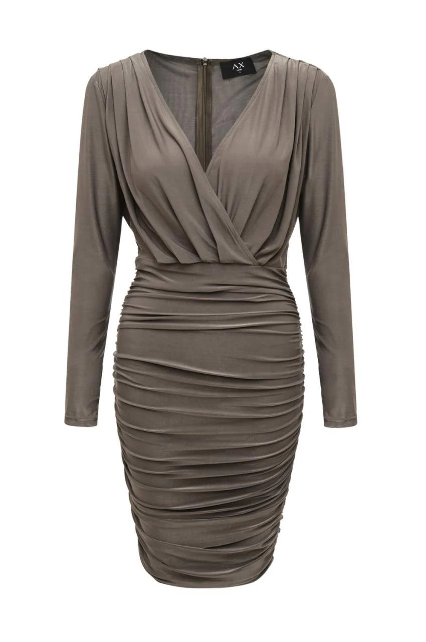 Pewter V  Front Slinky  Midi Dress - Swimclubus