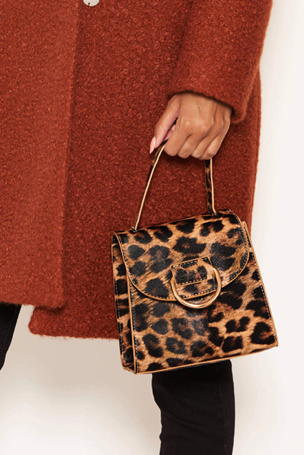 Leopard Mini Patent Bag With Gold Ring - Swimclubus
