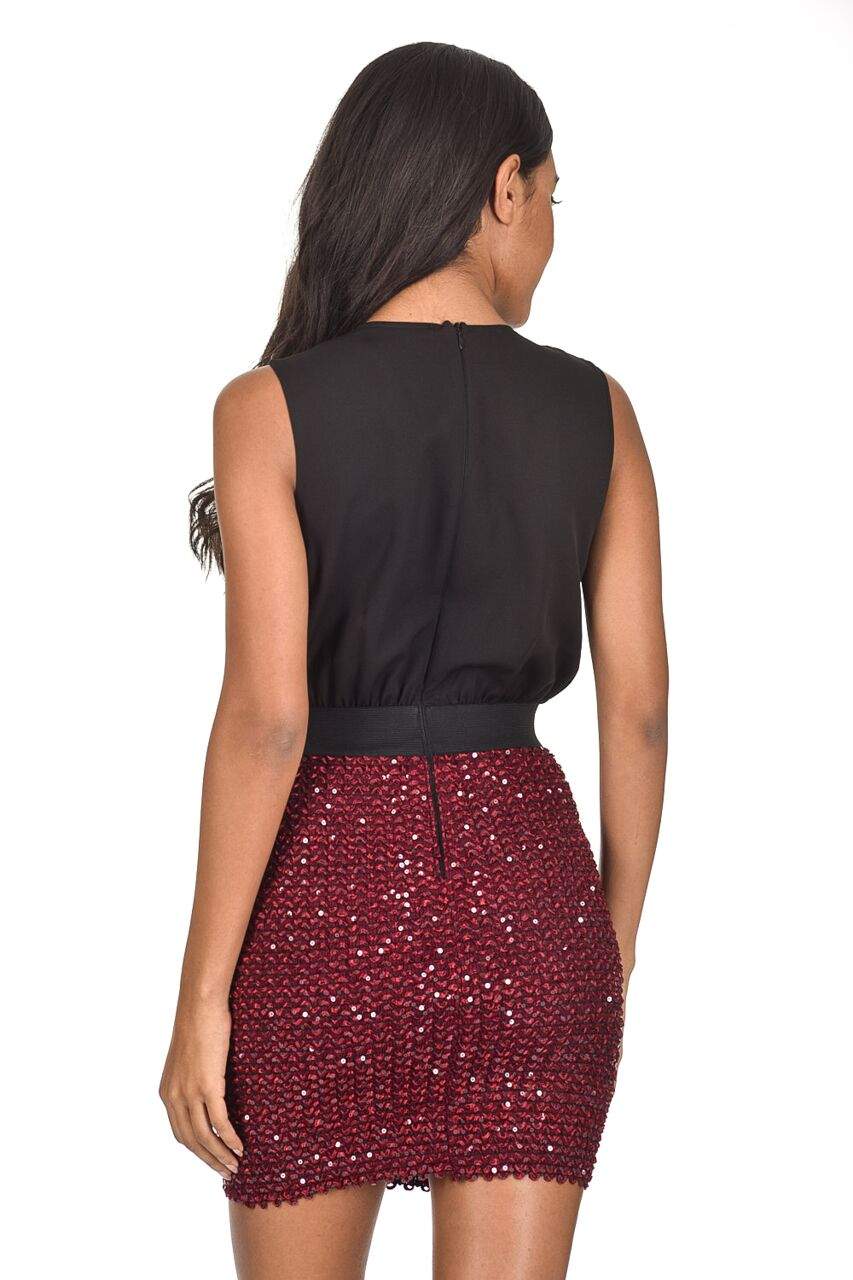 Black And Plum 2 in 1 Mini Dress - Swimclubus