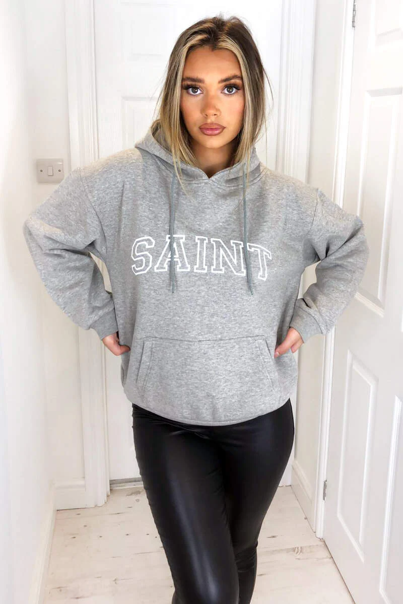 Grey Saint Oversized Hoodie - Swimclubus