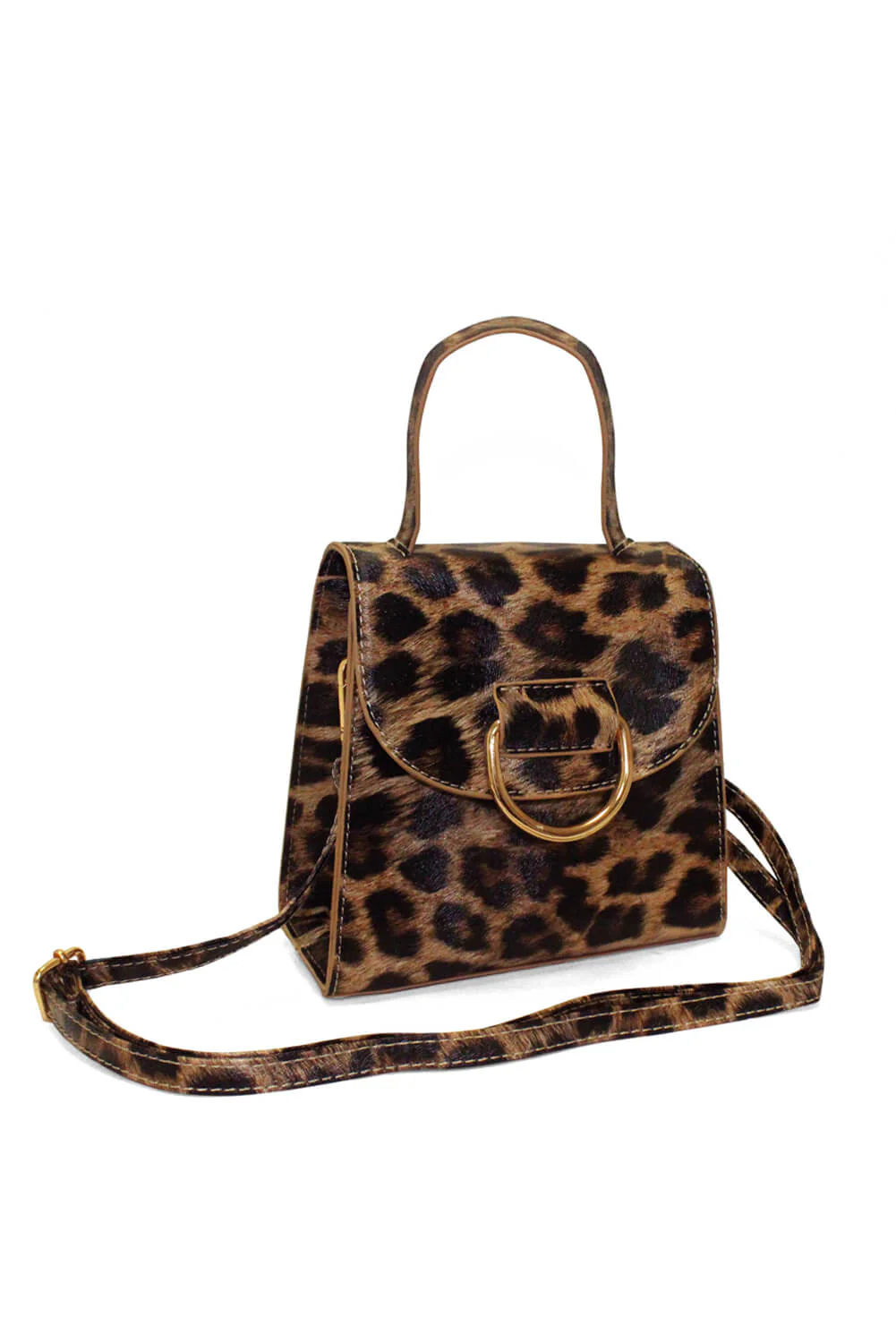 Leopard Mini Patent Bag With Gold Ring - Swimclubus