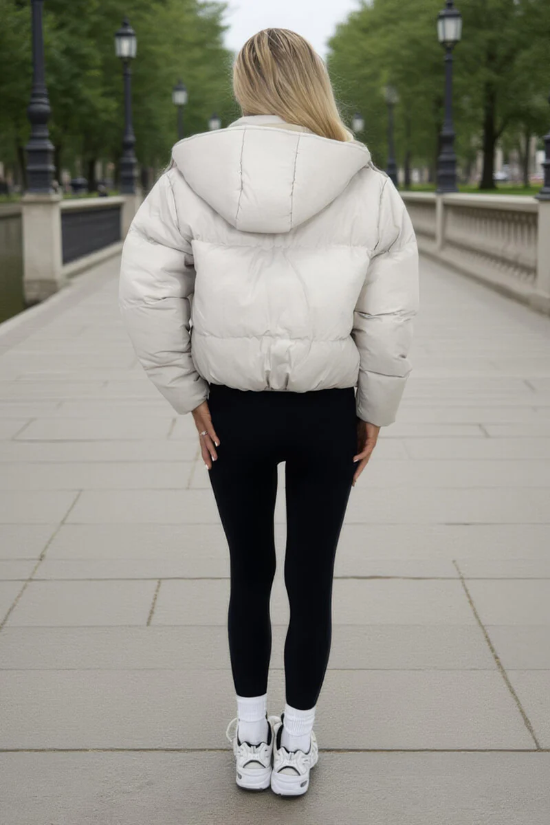 Oyster Hooded Short Puffer Coat - Swimclubus