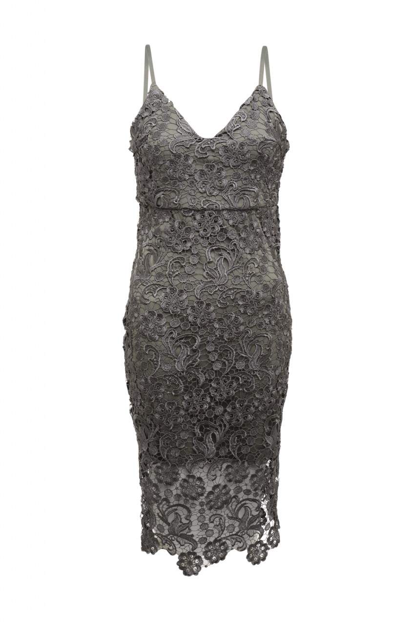 Grey Crochet  Midi Dress - Swimclubus