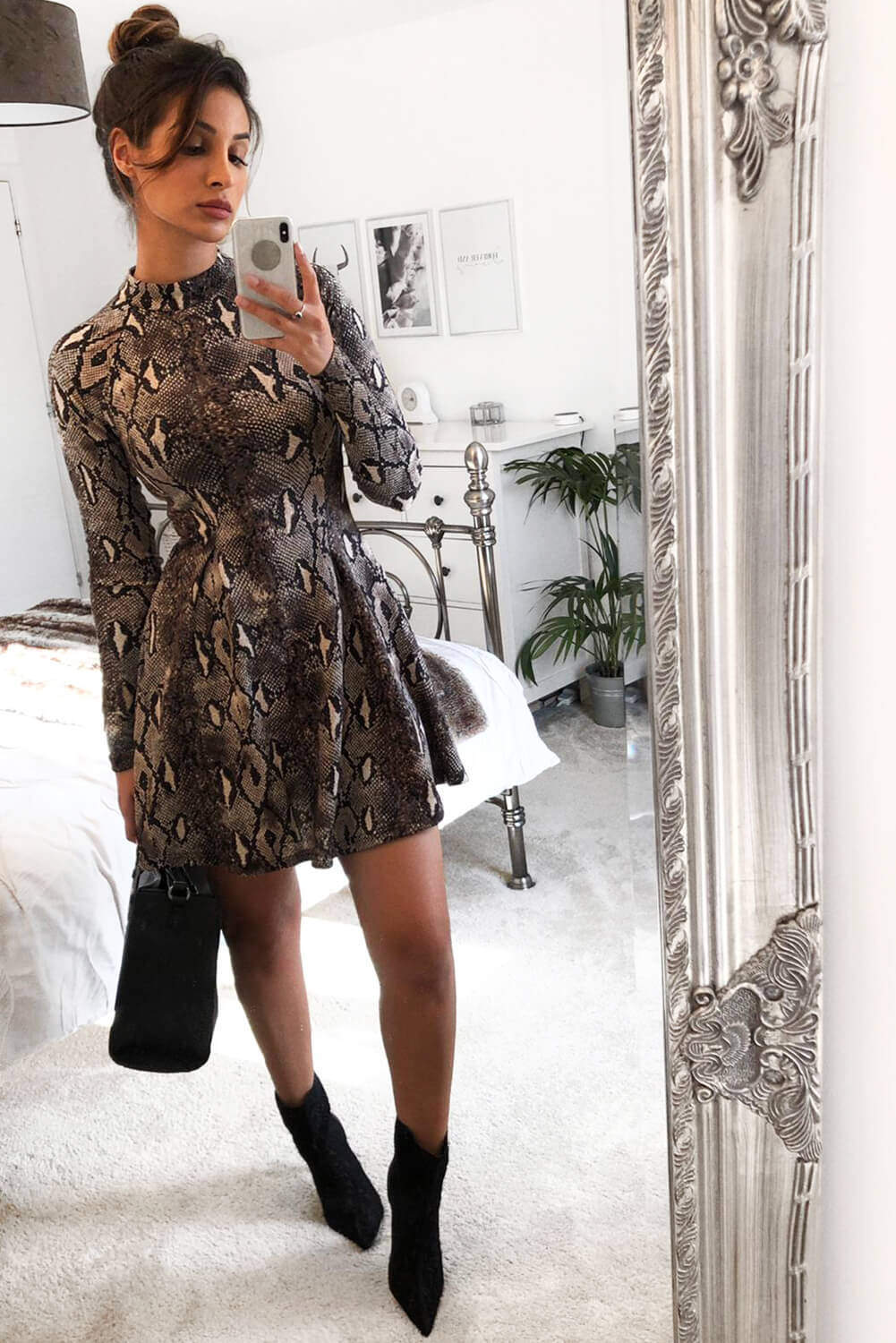 Snake Print Skater Dress - Swimclubus