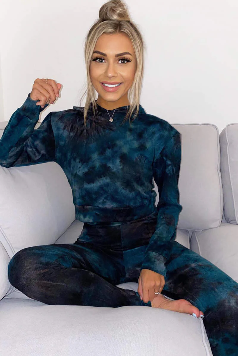 Teal Tie Dye Hoodie and Joggers Set - Swimclubus