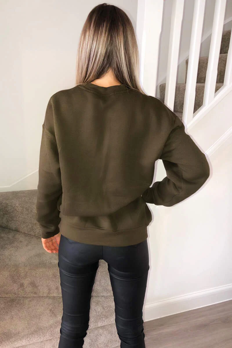 Khaki Skull Printed Sweatshirt - Swimclubus