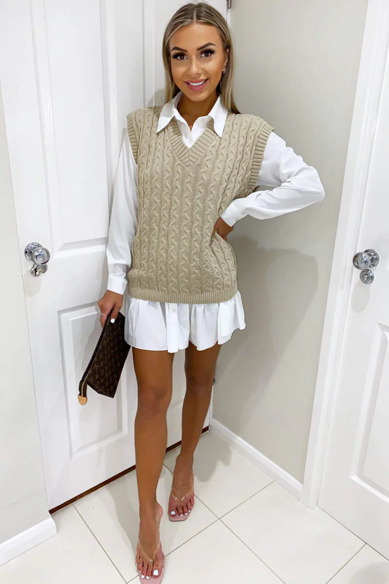 Stone Cable Knit Tank Top - Swimclubus