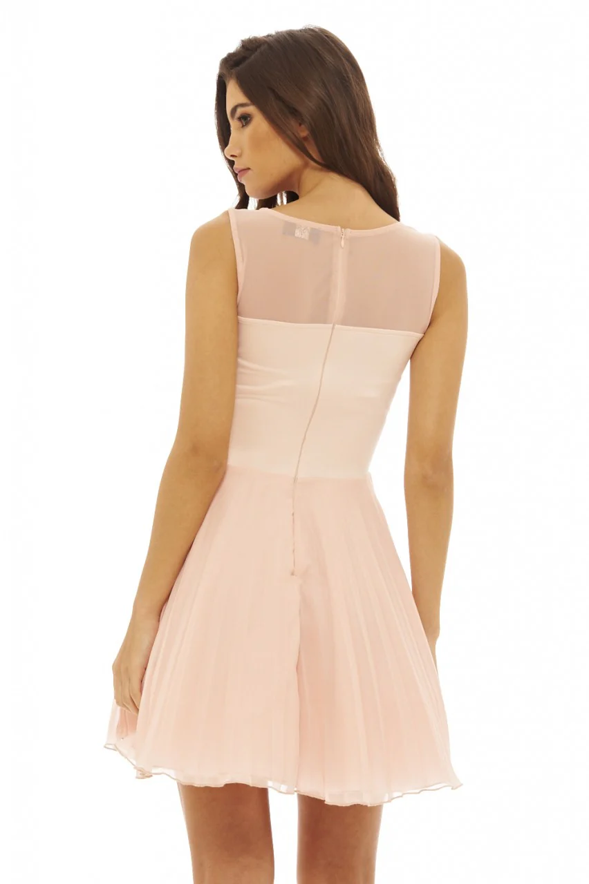 Nude Crochet Lace Skater Dress - Swimclubus