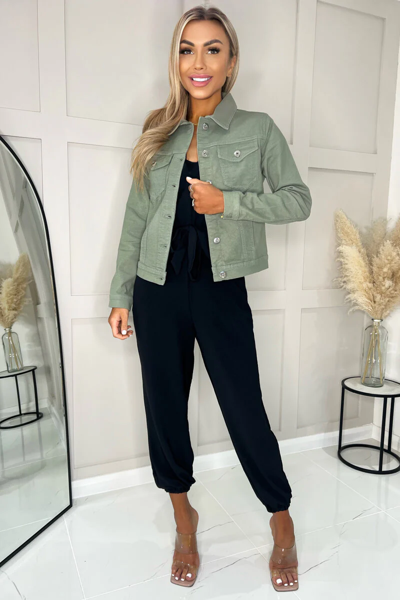 Khaki Lightweight Denim Jacket - Swimclubus